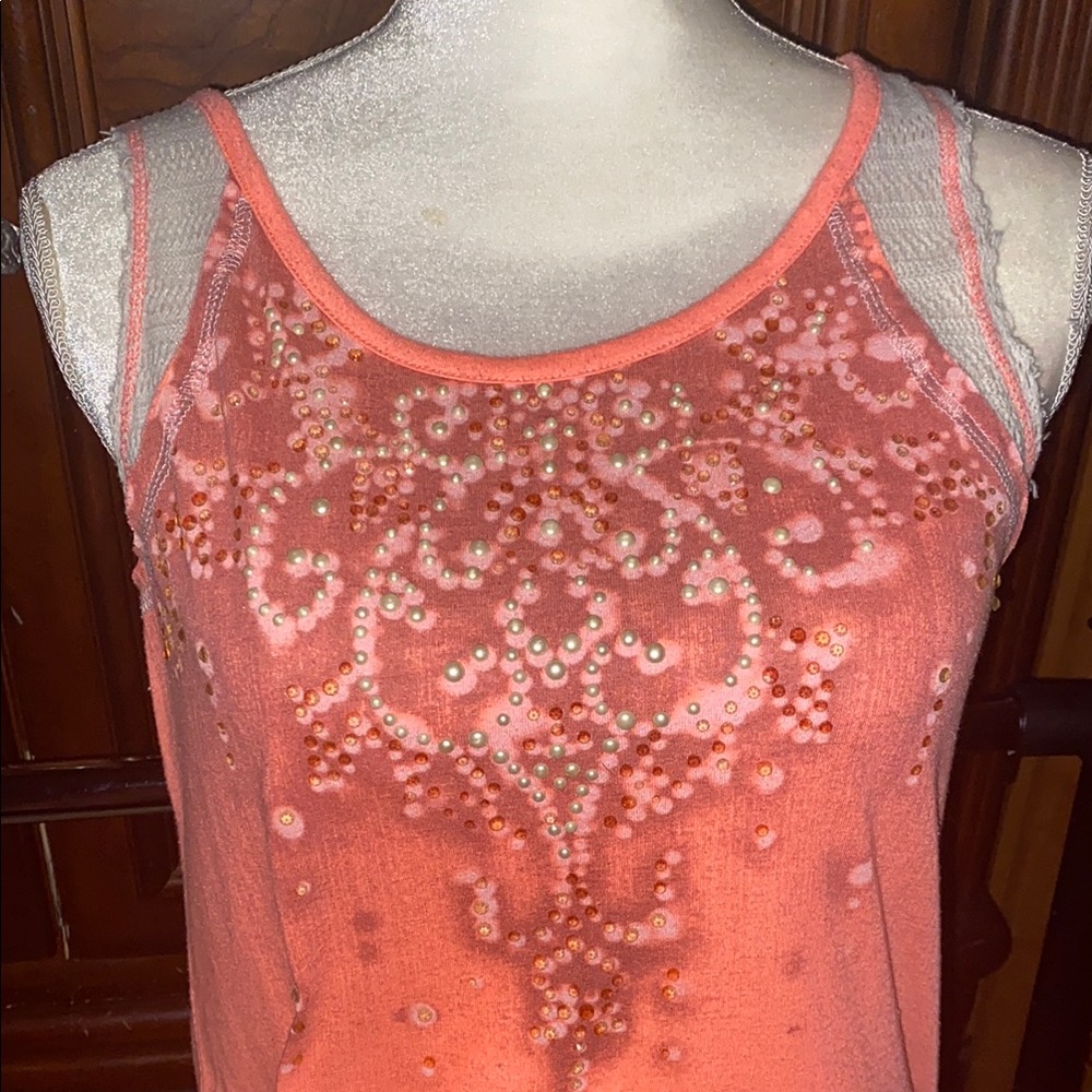 Miss Me Pink Embellished Sleeveless Tank Top